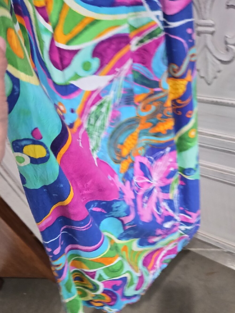 Jams World Multicolor Swirl Print Midi Dress with Purple, Pink, Blue and Orange - Picture 6 of 15